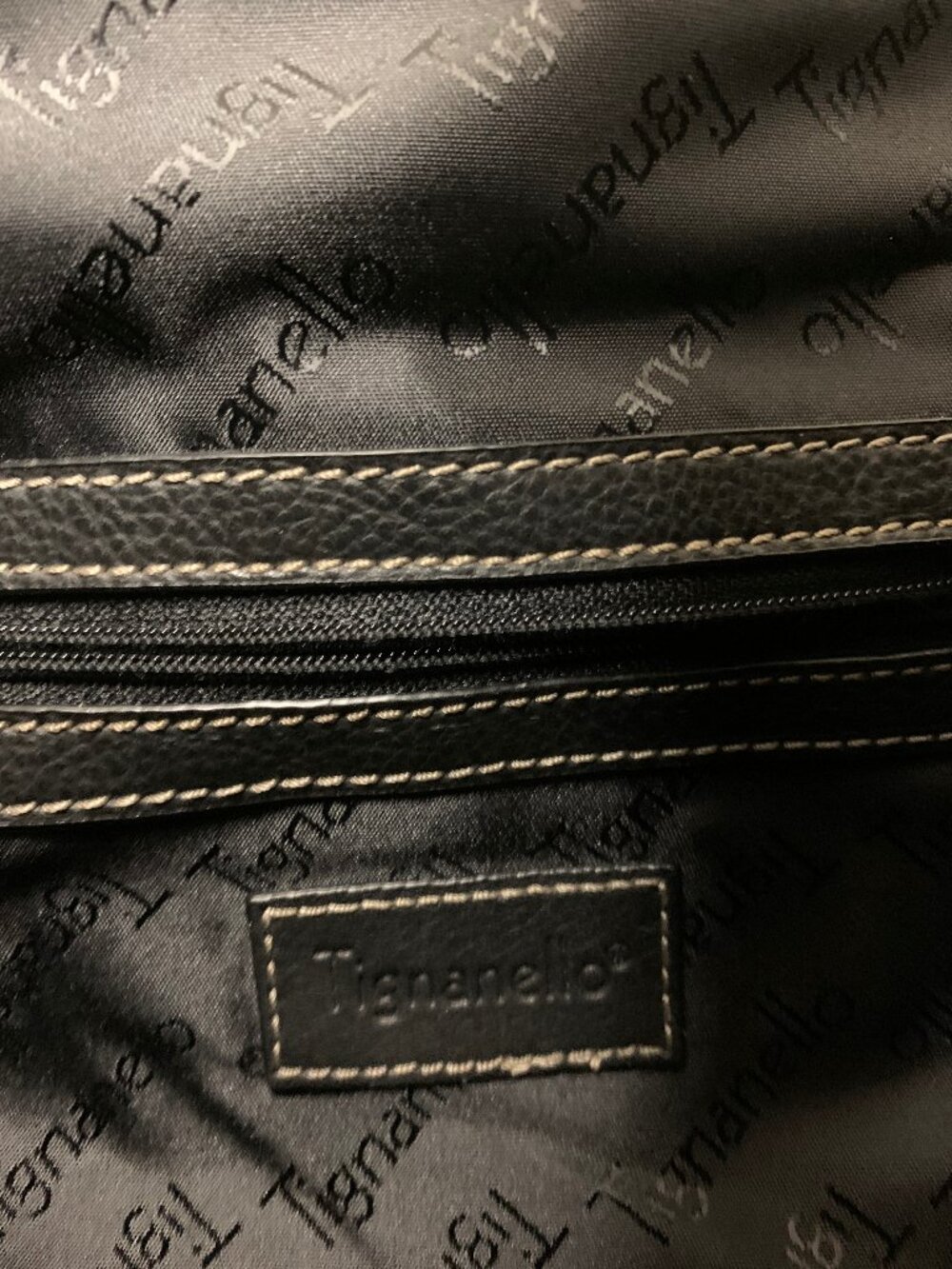 Tignanello Large Black Pebbled Leather Hobo Shoulder Bag Tote - Picture 6 of 16